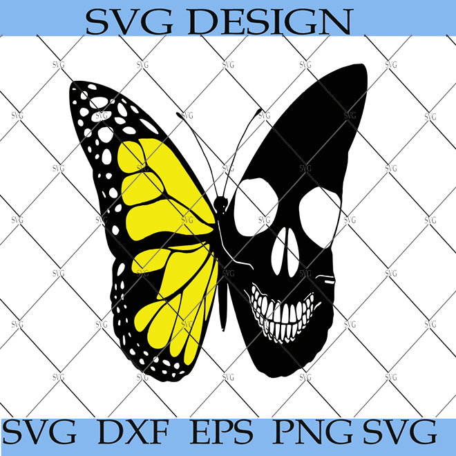 Ghost butterfly Svg, Skull on butterfly wings Svg, Butterfly Vector Svg